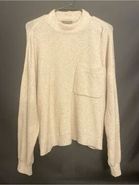 Lilla P Cream Crewneck Sweater with Patch Pocket